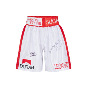 Roberto Duran & Sugar Ray Leonard Signed Trunks